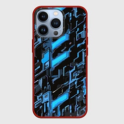 Чехол для iPhone 13 Pro Синие неоновые линии, цвет: 3D-красный