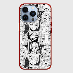 Чехол для iPhone 13 Pro Ahegao узор, цвет: 3D-красный