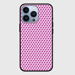 Чехол для iPhone 13 Pro Паттерн сердечки на розовом фоне, цвет: 3D-черный
