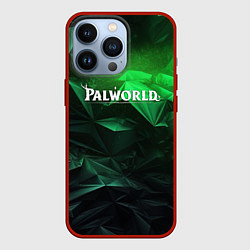 Чехол для iPhone 13 Pro Palworld logo green abstract, цвет: 3D-красный