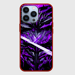 Чехол для iPhone 13 Pro Фиолетовый камень на чёрном фоне, цвет: 3D-красный