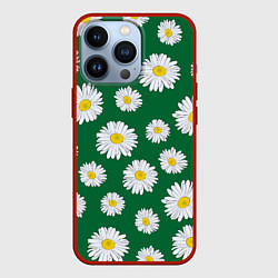 Чехол для iPhone 13 Pro Ромашки поле из цветов, цвет: 3D-красный