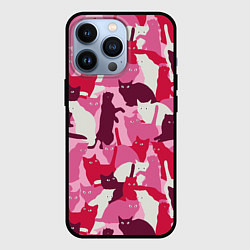 Чехол для iPhone 13 Pro Розовый кошачий камуфляж, цвет: 3D-черный