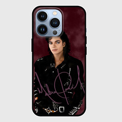 Чехол для iPhone 13 Pro Michael Jackson на бордовом фоне, цвет: 3D-черный