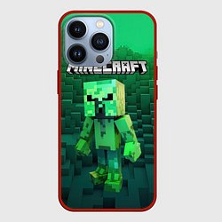 Чехол для iPhone 13 Pro Minecraft персонаж зеленый монстр, цвет: 3D-красный