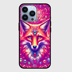 Чехол для iPhone 13 Pro Лиса с драгоценными камнями, цвет: 3D-черный