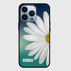 Чехол для iPhone 13 Pro Маргаритка на голубом - WOMAN, цвет: 3D-черный