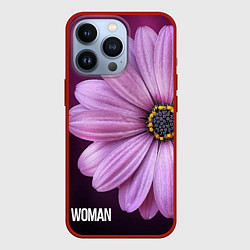 Чехол для iPhone 13 Pro Фиолетовый цветок - WOMAN, цвет: 3D-красный