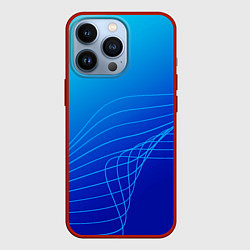 Чехол для iPhone 13 Pro Синий градиент полосы, цвет: 3D-красный