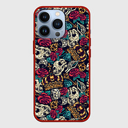 Чехол для iPhone 13 Pro Винтажная татуировка, цвет: 3D-красный