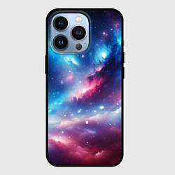 Чехол для iPhone 13 Pro Розово-голубой космический пейзаж, цвет: 3D-черный