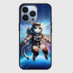 Чехол для iPhone 13 Pro Кот космонавт в космосе, цвет: 3D-черный