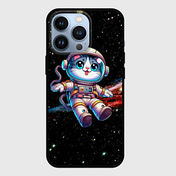 Чехол для iPhone 13 Pro Котёнок космонавт в открытом космосе, цвет: 3D-черный