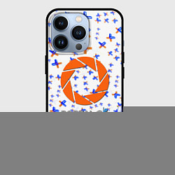 Чехол для iPhone 13 Pro Portal logo pattern steel, цвет: 3D-черный