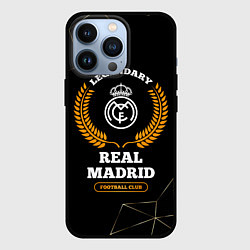 Чехол для iPhone 13 Pro Лого Real Madrid и надпись legendary football club, цвет: 3D-черный