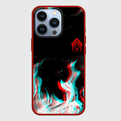 Чехол для iPhone 13 Pro Warframe огонь глитч, цвет: 3D-красный