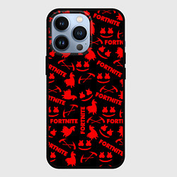 Чехол для iPhone 13 Pro Fortnite pattern logo marshmello, цвет: 3D-черный