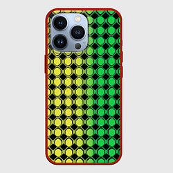 Чехол iPhone 13 Pro Зелёные восьмиугольники и чёрные ромбы