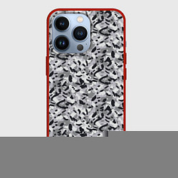 Чехол для iPhone 13 Pro Пикселированный городской серый камуфляж, цвет: 3D-красный
