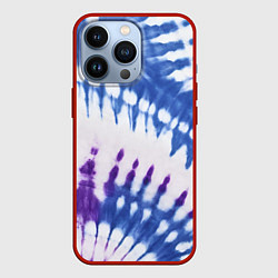 Чехол для iPhone 13 Pro Сине-фиолетовый узор тай дай, цвет: 3D-красный