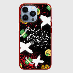 Чехол для iPhone 13 Pro Денежные смайлики и пачки долларов с крыльями, цвет: 3D-красный
