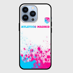 Чехол для iPhone 13 Pro Atletico Madrid neon gradient style посередине, цвет: 3D-черный
