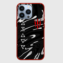 Чехол для iPhone 13 Pro The witcher - белые разводы, цвет: 3D-красный