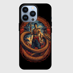 Чехол для iPhone 13 Pro Боец Муай-тай и огромный дракон, цвет: 3D-черный