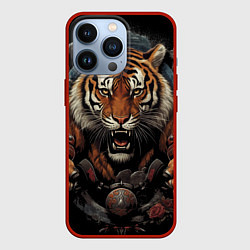 Чехол для iPhone 13 Pro Муай-Тай тигр в стойке боевые искусства, цвет: 3D-красный