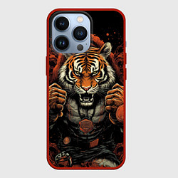 Чехол для iPhone 13 Pro Муай- Тай тигр в стойке боевые искусства, цвет: 3D-красный