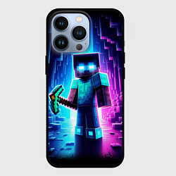 Чехол для iPhone 13 Pro Minecraft - neon character ai art, цвет: 3D-черный