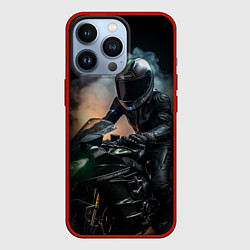 Чехол для iPhone 13 Pro Мотоциклист на мотоцикле, цвет: 3D-красный