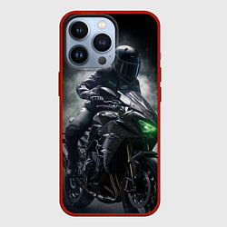 Чехол для iPhone 13 Pro Мотоциклист в тумане, цвет: 3D-красный