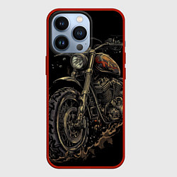 Чехол для iPhone 13 Pro Старый грязный мотоцикл, цвет: 3D-красный