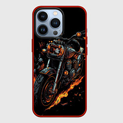 Чехол для iPhone 13 Pro Темный мотоцикл на черном фоне, цвет: 3D-красный