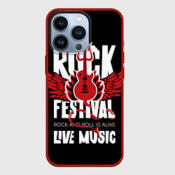 Чехол для iPhone 13 Pro Rock festival - live music, цвет: 3D-красный