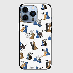 Чехол для iPhone 13 Pro Котики и шахматы белый, цвет: 3D-черный