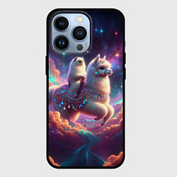 Чехол для iPhone 13 Pro Космос и кот едет верхом на альпаке, цвет: 3D-черный
