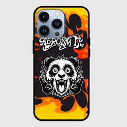 Чехол для iPhone 13 Pro Aerosmith рок панда и огонь, цвет: 3D-черный