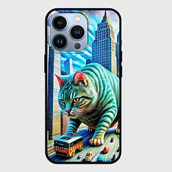 Чехол для iPhone 13 Pro Котзила пародия гигантский монстр, цвет: 3D-черный