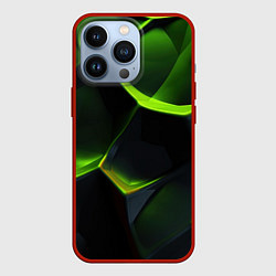 Чехол для iPhone 13 Pro Green neon abstract geometry, цвет: 3D-красный