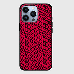 Чехол iPhone 13 Pro Яркий чёрно-розовый шкура