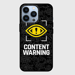 Чехол для iPhone 13 Pro Content Warning граффити, цвет: 3D-черный