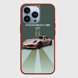 Чехол для iPhone 13 Pro Спортивный автомобиль Порше 911, цвет: 3D-красный