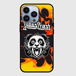 Чехол для iPhone 13 Pro Judas Priest рок панда и огонь, цвет: 3D-черный