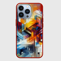 Чехол для iPhone 13 Pro Абстрактные фигуры, цвет: 3D-красный