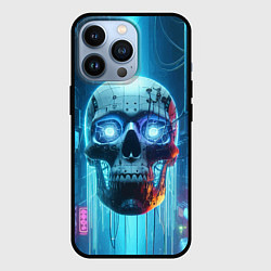 Чехол для iPhone 13 Pro Cyber skull - neon glow ai art, цвет: 3D-черный