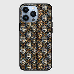Чехол для iPhone 13 Pro Волки паттерн, цвет: 3D-черный