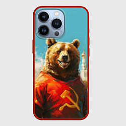 Чехол для iPhone 13 Pro Медведь с гербом СССР, цвет: 3D-красный