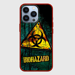 Чехол для iPhone 13 Pro Biohazard yellow sign, цвет: 3D-красный